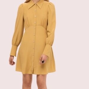 Kate Spade Silk Elegant Mustard Button-Down Dress